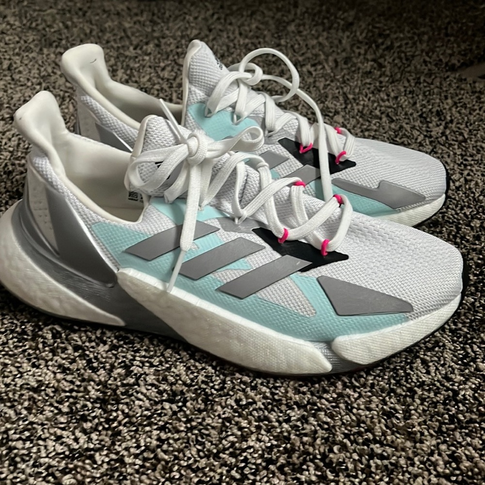 White Adidas Boost Sneakers, worn once - Picture 2 of 7